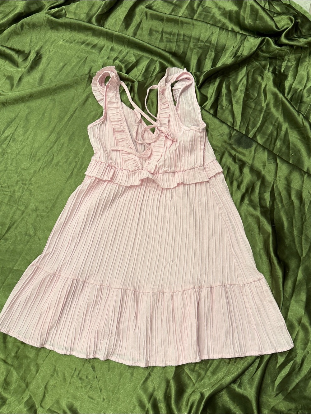 Cute Ruffle Tie-Back Mini Dress set of 2: Pink + butter Yellow Large - Picture 3 of 5
